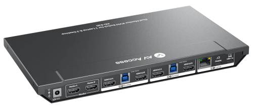 2 PC und ein Notebook Hybrid KVM-Switch-Docking-Station 1x USB-C mit LAN+100W-Ladung + 2-PC Dual-HDMI in mit USB 3.0 Hub, AV Access KD-E30