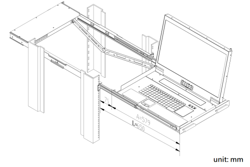 Large Screen 21,5" DVI/VGA/USB FullHD LCD-Konsole mit 21,5" Panel, Tastatur/Touchpad für 19" Racks
