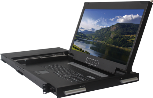 Large Screen 21,5" DVI/VGA/USB FullHD LCD-Konsole mit 21,5" Panel, Tastatur/Touchpad für 19" Racks