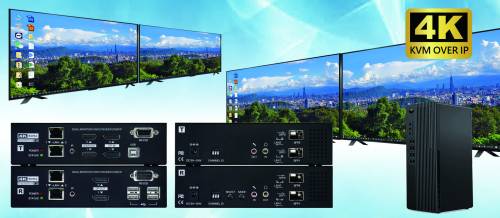 Dual-Monitor 4K@60Hz DisplayPort 1.2 KVM-Extender bis 100m mit USB 2.0 und lokalem HDMI out, UNICLASS PG-241