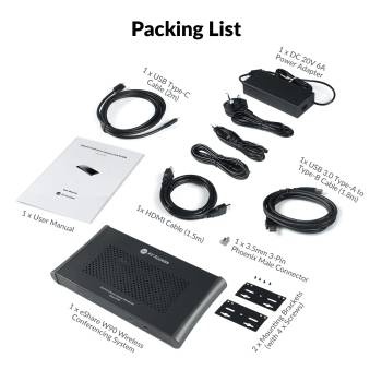 4K Wireless Video-Konferenz-System für Videopräsentation und Zusammenarbeit, Dual-HDMI, Quad-View, eShare W90