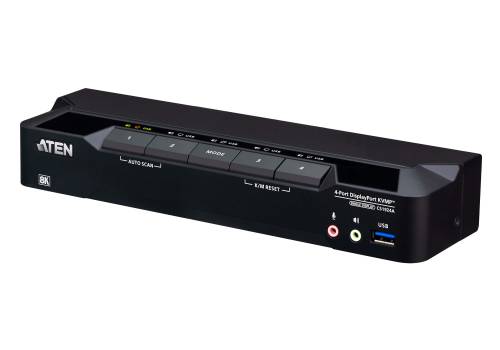 4-Port USB 3.0 8K/5K60Hz und 4K120Hz DisplayPort KVM-Switch, inkl. PC-Kabel, Aten CS1924A