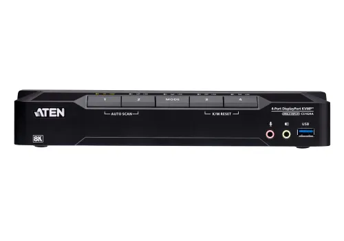 Preview: 4-Port USB 3.0 8K/5K60Hz und 4K120Hz DisplayPort KVM-Switch, inkl. PC-Kabel, Aten CS1924A
