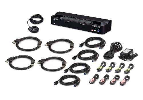 Preview: 4-Port USB 3.0 8K/5K60Hz und 4K120Hz DisplayPort KVM-Switch, inkl. PC-Kabel, Aten CS1924A