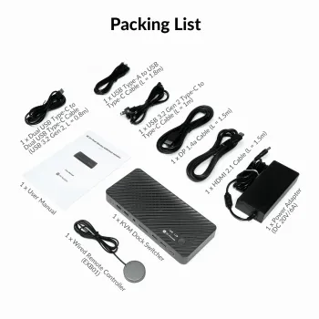 USB-C Notebook + Ai/Gamer-PC 8K60 4K120Hz Dual-Monitor Docking-Station KVM-Switch with 1x DP and 1x HDMI, iDock-B10
