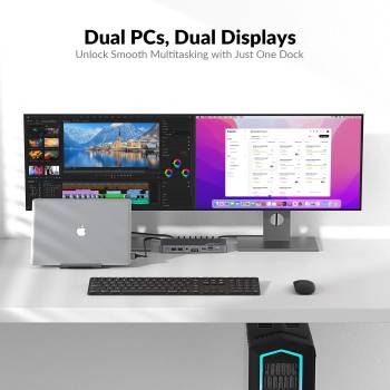 MacBook + PC Docking-Station KVM-Switch 4K60Hz Dual-Monitor mit 100W Laden, iDock-M10