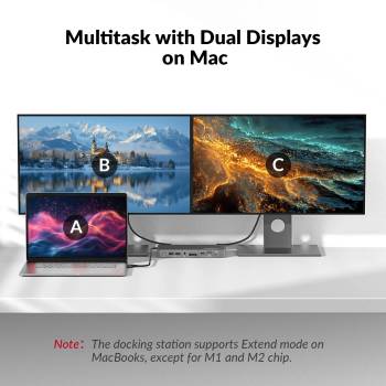 MacBook + PC Docking-Station KVM-Switch 4K60Hz Dual-Monitor mit 100W Laden, iDock-M10