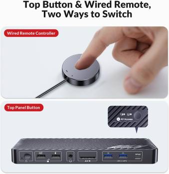 Hybrid Dual-Monitor KVM-Switch für PC und USB-C Notebook 2x 4K60Hz oder 2K144Hz, AV Access iDock-P10