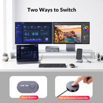 Notebook + PC 4K60Hz Dual-Monitor Docking-Station KVM-Switch with 100W Charging, 2,5GB LAN