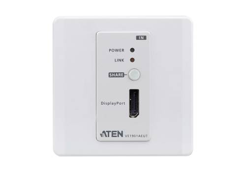 DisplayPort HDBaseT-Lite Transmitter with EU Wall Plate / PoH, Aten VE1901AEUT