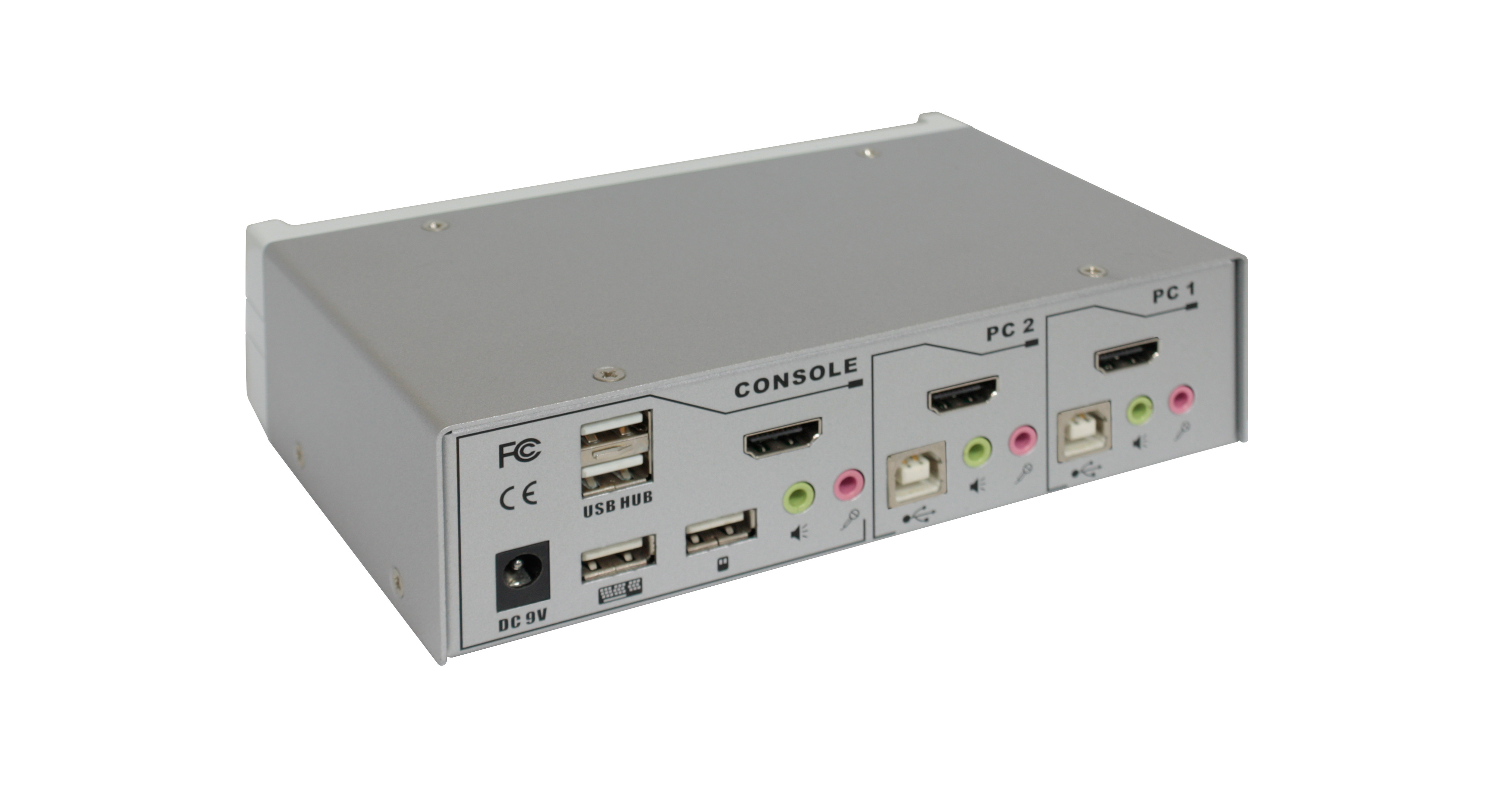 4K 60 Hz HDMI 2.0 2Port KVMSwitch mit Audio, inkl. 2 x 1,2m Kabel, UNICLASS Ai212ASK • KVM