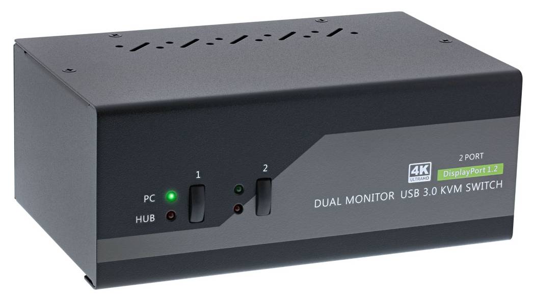 DualMonitor 2Port DisplayPort 1.2 4K 60Hz USB KVMSwitch mit Audio