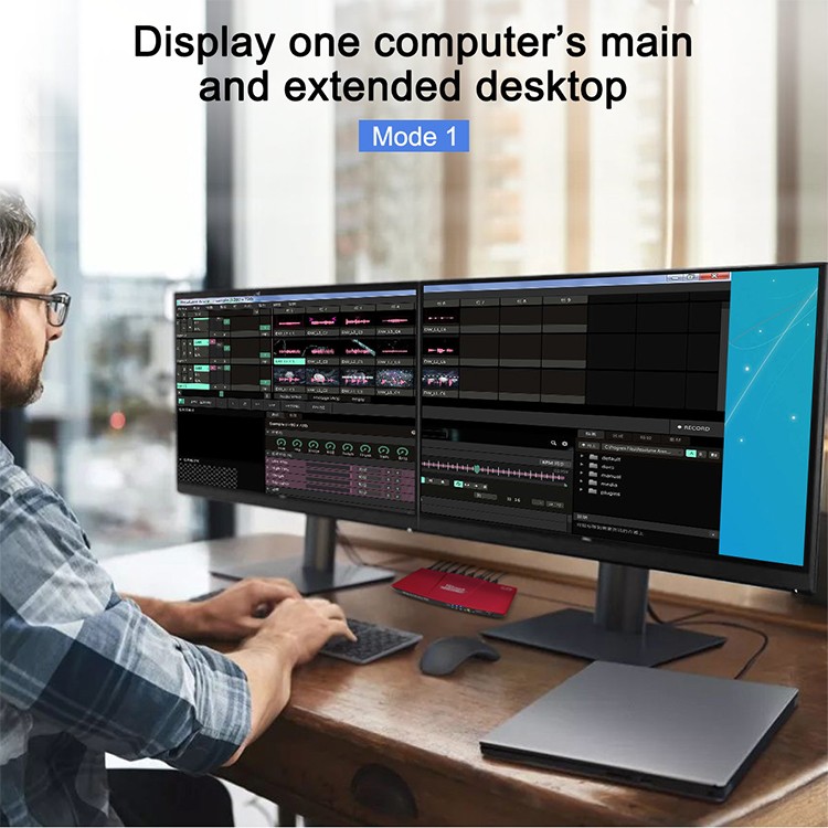 2Port Dual Monitor HDMI+DP KVMSwitch auf 2x HDMI out 4K 60Hz 444