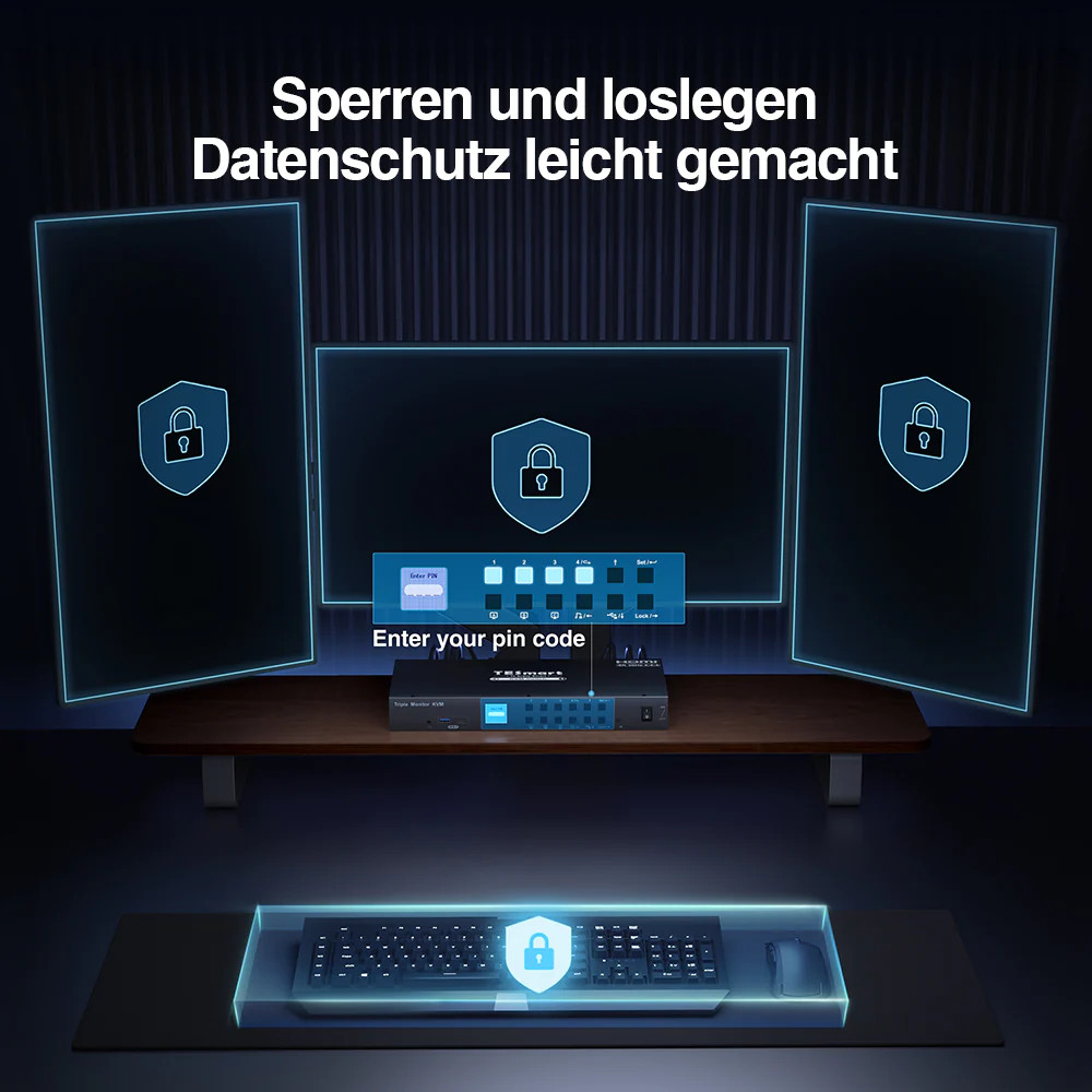 Triple Monitor 4K HDMI 4Port KVMSwitch with 60Hz 444 incl. IR