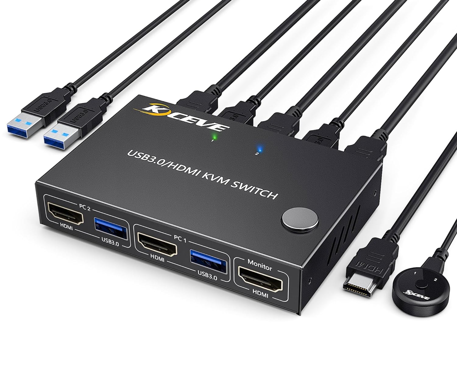 2-Port 4K60Hz HDMI USB3.0 KVM-Switch mit EDID-Emulation und ...