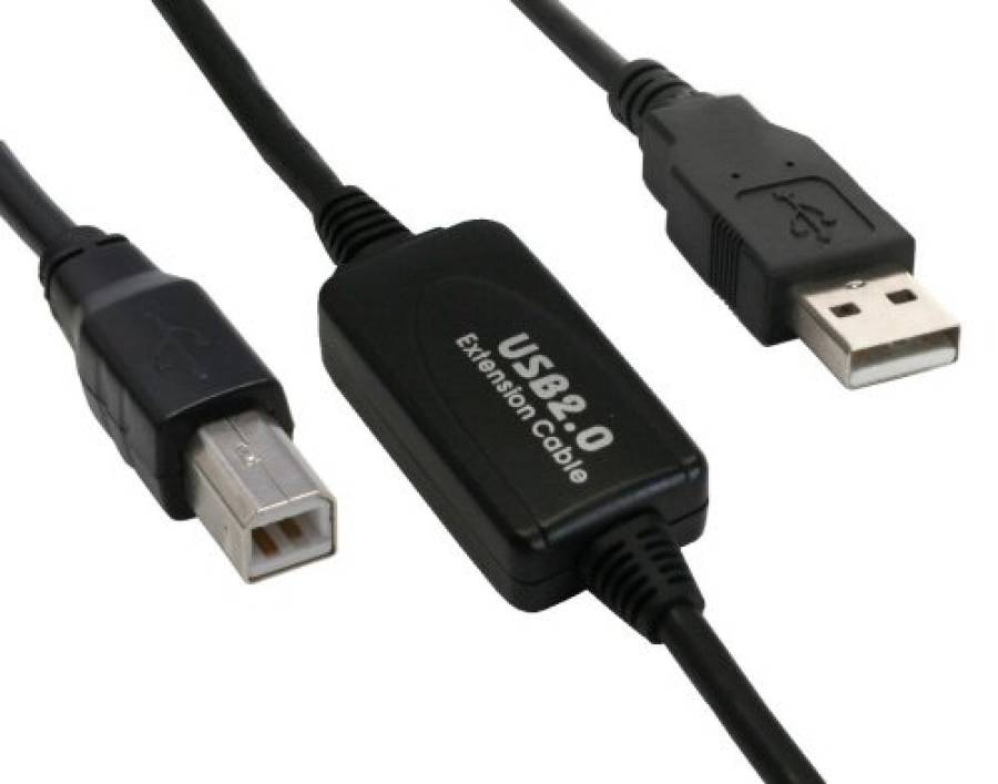 Active USB 2.0 cable, InLine®, A/B, black, 10m, 34511i