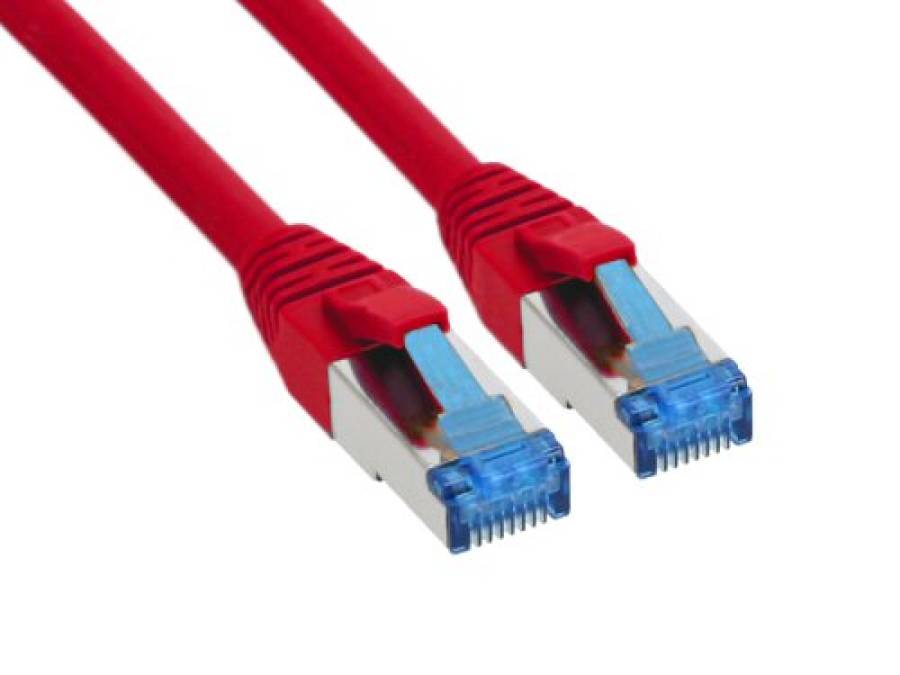 1 m x 10 pcs patch cable Cat.6A, S/FTP (PiMf), halogen free, 500MHz, red, 76811Rx10