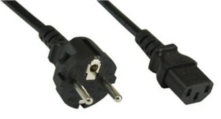 1,8m PowerCord, CEE7/7 (Type F) straight to  IEC C13, black - 16651
