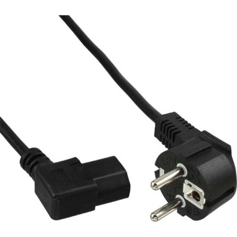 1,8m PowerCord, CEE7/7 (Type F) angled to  IEC C13 angled to the left, black - 16652L