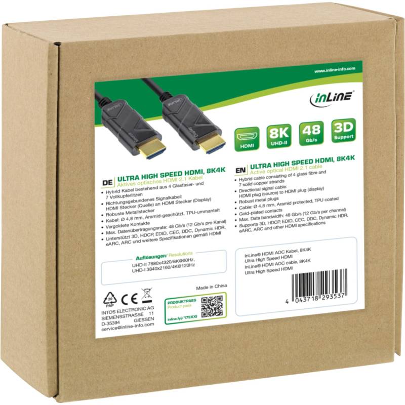 15m HDMI AOC Kabel, Ultra High Speed HDMI Kabel, 8K4K, schwarz