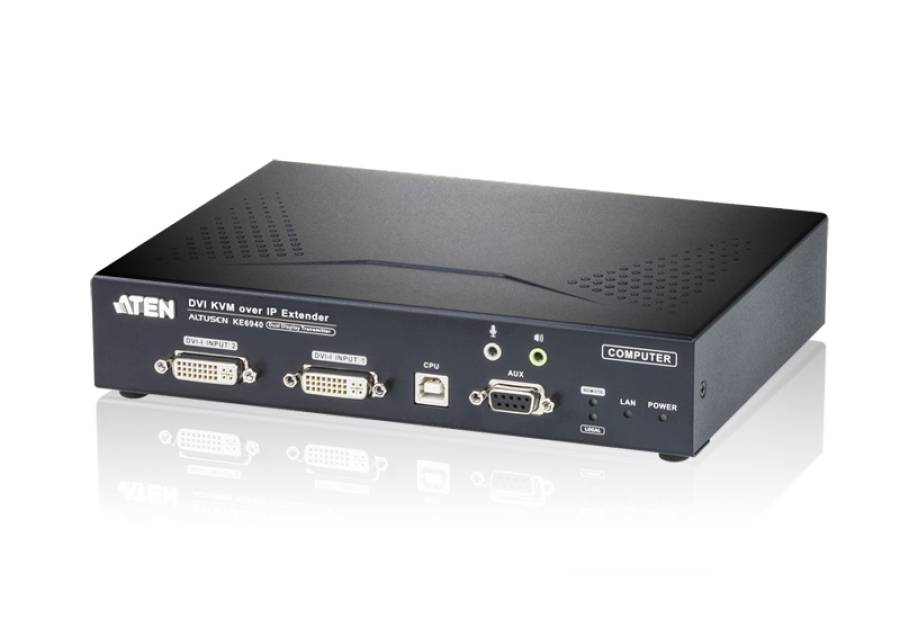 Aten KE6940AT 2xDVI/USB-Tastatur+Maus/Audio/RS232 KVM Over IP Extender (nur Sender)