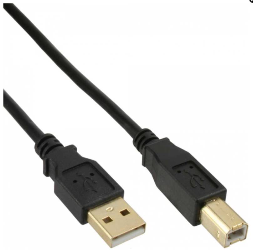 2 m USB 2.0 Kabel, A an B, schwarz, Kontakte gold, 34518S