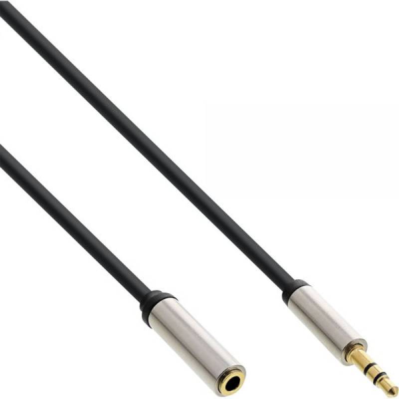 1,0m Slim Audio Verlängerungskabel Klinke 3,5mm ST/BU, Stereo, InLine - 99231