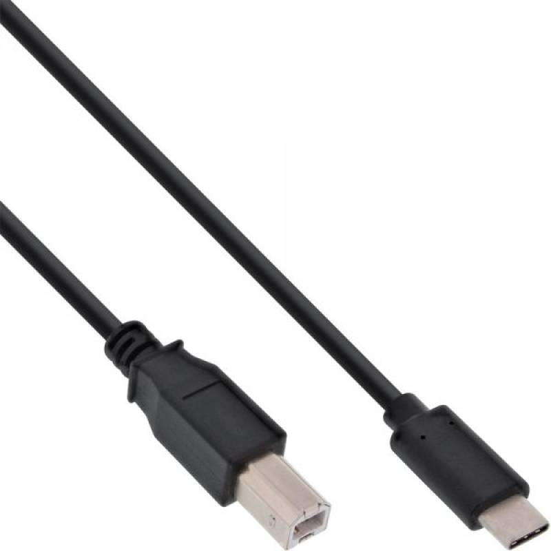 USB 2.0 Cable, Type C male to B male, black, 2m, InLine® 35762