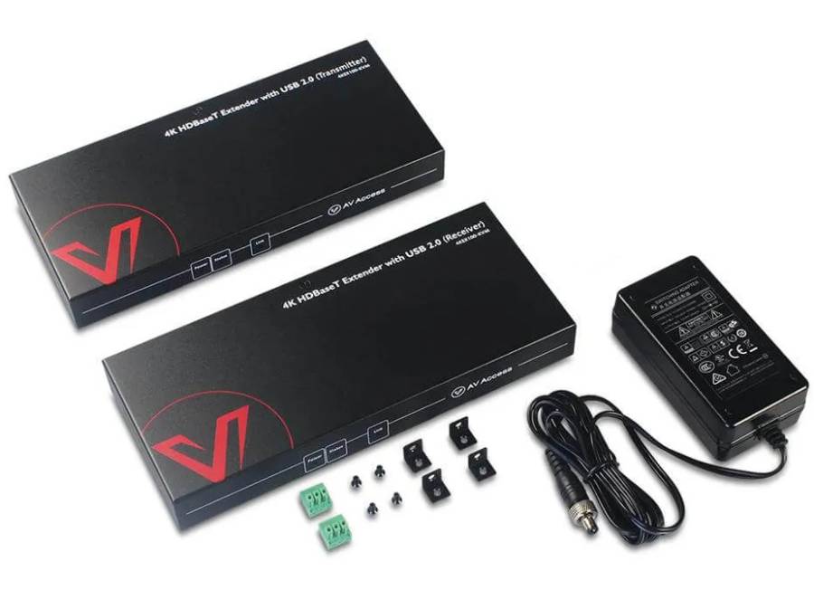 Zero-Latency 4K HDMI KVM-Extender, 100m HDBaseT mit 4-Port USB 2.0, PoH, RS232, AV Access 4KEX100-KVM