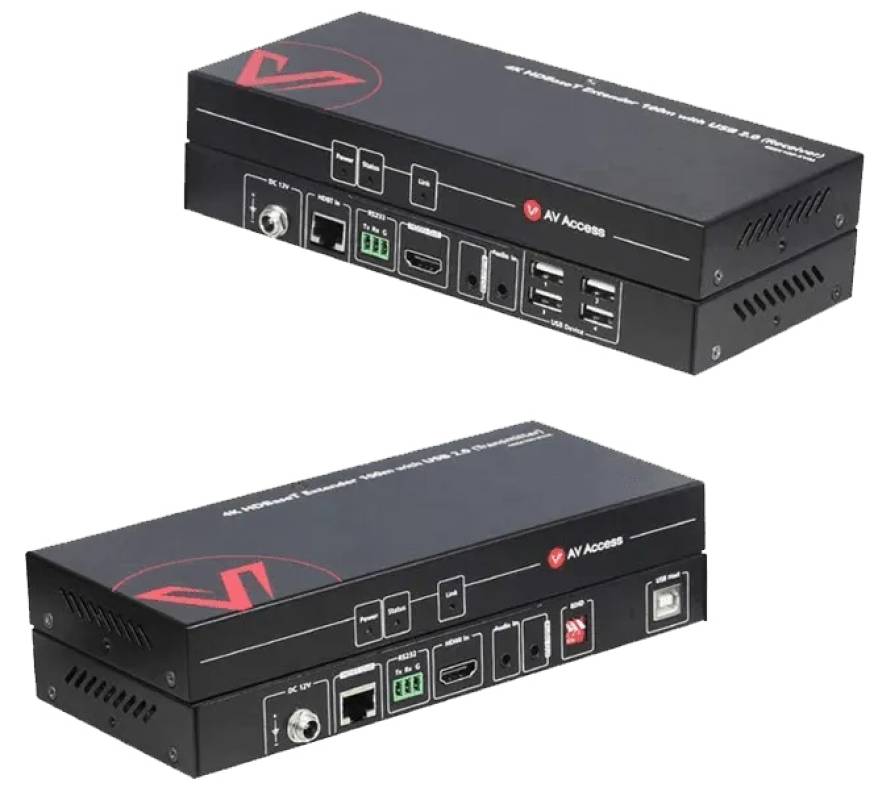 Zero-Latency 4K HDMI KVM-Extender, 100m HDBaseT mit 4-Port USB 2.0, PoH, RS232, AV Access 4KEX100-KVM