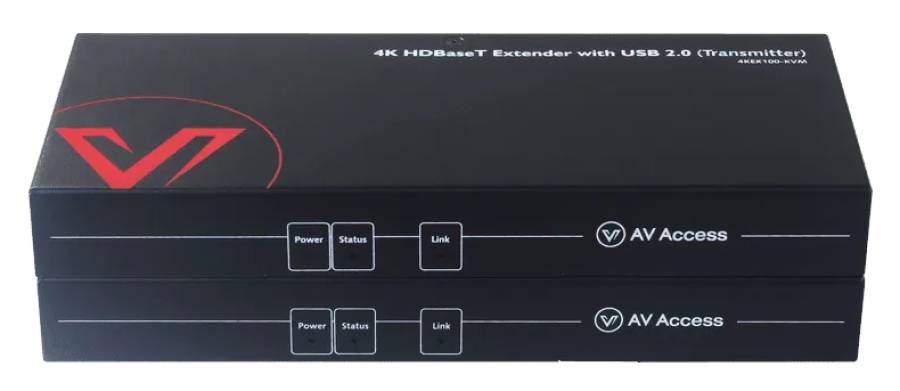 Zero-Latency 4K HDMI KVM-Extender, 100m HDBaseT mit 4-Port USB 2.0, PoH, RS232, AV Access 4KEX100-KVM