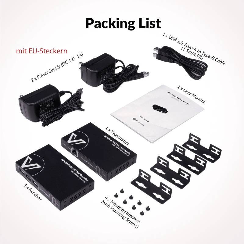 Zero Latency 1080P-120Hz or 4K2K-30Hz HDMI KVM-Extender-Set with 3x USB 2.0 up to 120m