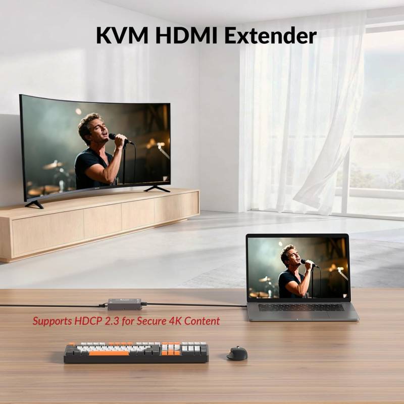 HDMI 2.0 KVM-Extender-Set 4K60Hz mit Loop-Out, USB-Tastatur/Maus, HDR10, EDID und PoC, AV Access 4KEX70-KVM