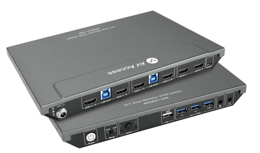 2-Port Dual-Monitor 2x 4K HDMI KVM-Switch with USB 3.0 and Split-Mode function, AV Access 4KSW21-DM