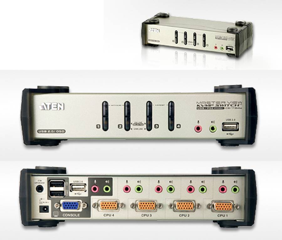 ATEN CS1734B 4fach USB2.0/VGA/Audio KVMSwitch inkl. Kabel • KVM