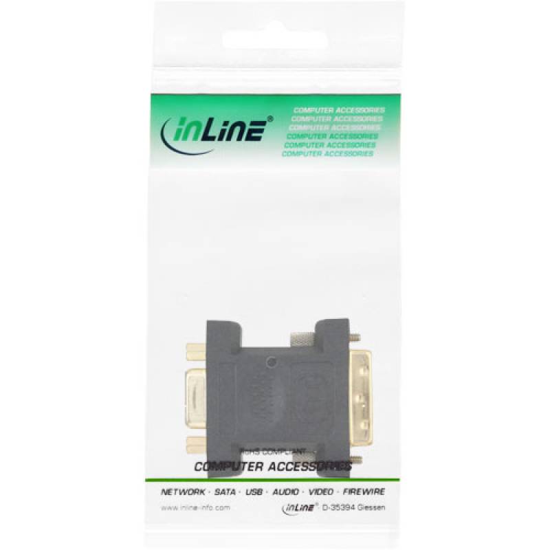 DVI-A Adapter, DVI-A(nalog) 12+5 Stecker auf 15pol HD Buchse (VGA), vergoldete Kontakte - 17780P