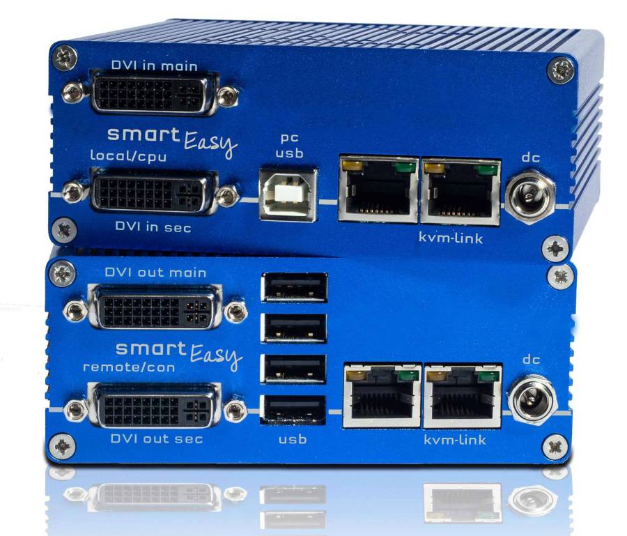 Dual-DVI + 4x USB CAT Extender-Set up to 150m, kvm-tec Smarteasy Dual 8121-SET