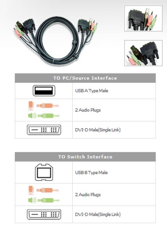 USB / DVI-D / Audio Combo-Cable 3M ATEN 2L-7D03U