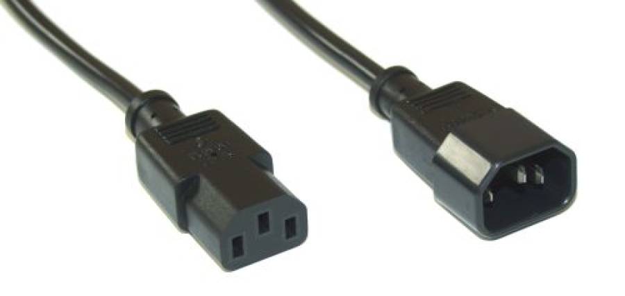 Power Extension Cable VDE, Black  0,5 m, 230V