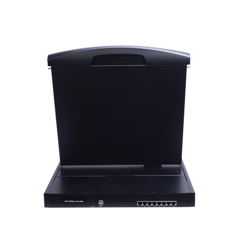 8-Port CAT-KVM FHD 1080p LCD-Konsole mit 18,5" LED-LCD, incl. 8x CPU-Module, LANBE AS-9108HD-TLS