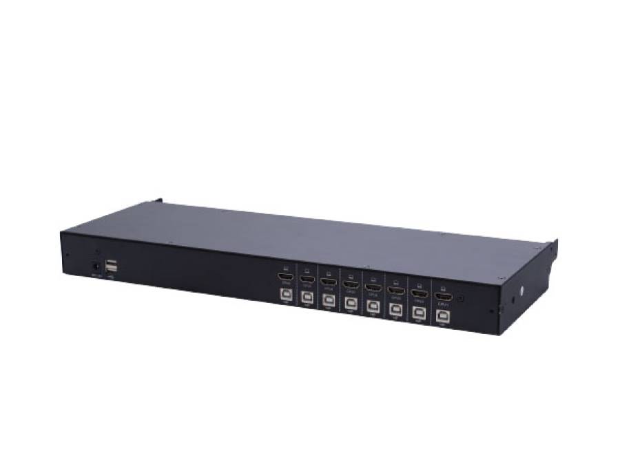 8-Port FHD HDMI 19" LCD KVM-Konsole mit 18,5" LCD 1920*1080 inkl. 8x HDMI+USB Serverkabel, Lanbe AS-9108HD-HLS