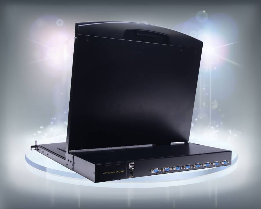 17" LCD KVM SWITCH in 8 ports, combo support (USB/PS.2), combo cables included, LANBE AS-7108ULS