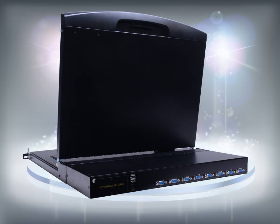 8-Port High-Resolution LCD-Konsole mit 18,5" LED-LCD inkl. 8 x Combo-Kabel, LANBE AS-9108ULS