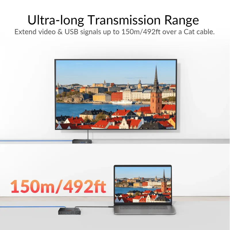 4K60Hz HDMI KVM Extender mit HDMI Loop-Out, USB 2.0, Audio, IR/RS232 auf bis zu 150m, AV Access 4KEX150-KVM