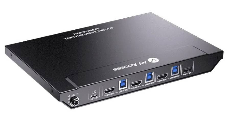 1x Notebook USB-C and 3x PC 4K60Hz HDMI KVM-Switch with USB 3.0 and Hotkey-Switching, AV Access 4KSW41C-KVM