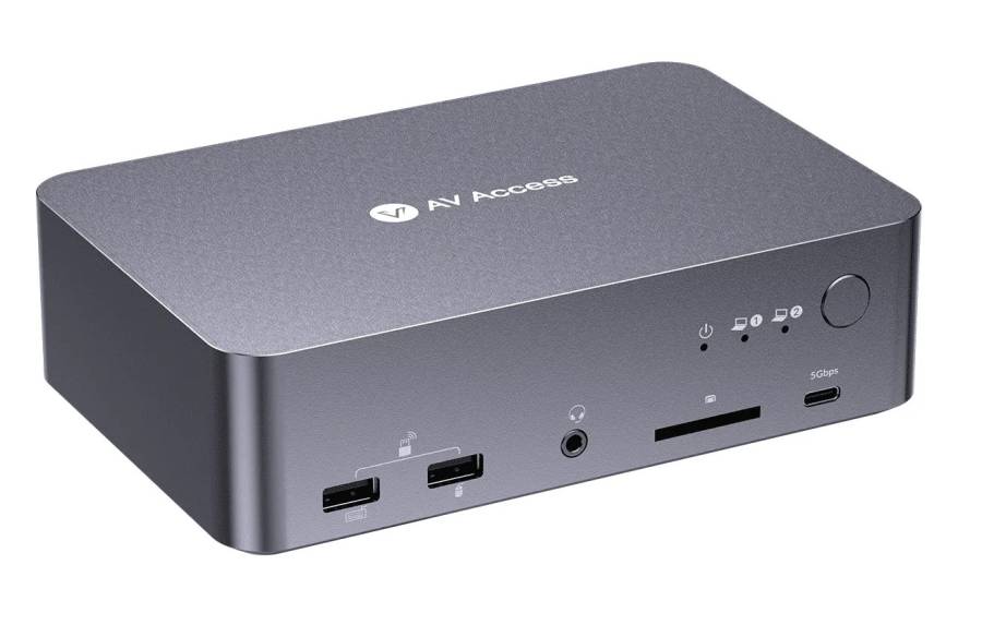 2x USB-C Docking-KVM-Switch Dual-Monitor 2x 4K60Hz 12-in-1 Docking-Station mit 1GB Eth., EDID, 60W Lade-Funktion, iDock-C20