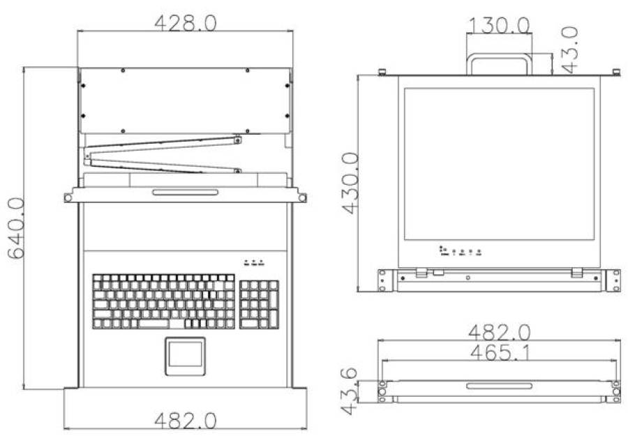 Haitwin-Delphin AW-1901-DVI 1U 19" KVM-Drawer with 19" DVI LED-Backlight LCD and 3x Front-USB 2.0