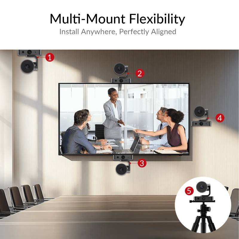 4K Dual-Lens PTZ Conference Camera with 3x Optical Zoom, 120° Panoramic View, Individuals Gallery & AI Tracking, BizEye P30