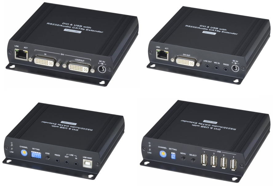 DVI + USB 2.0 + Audio + RS232 DVI Extender-Set, SC&T DKM01-2