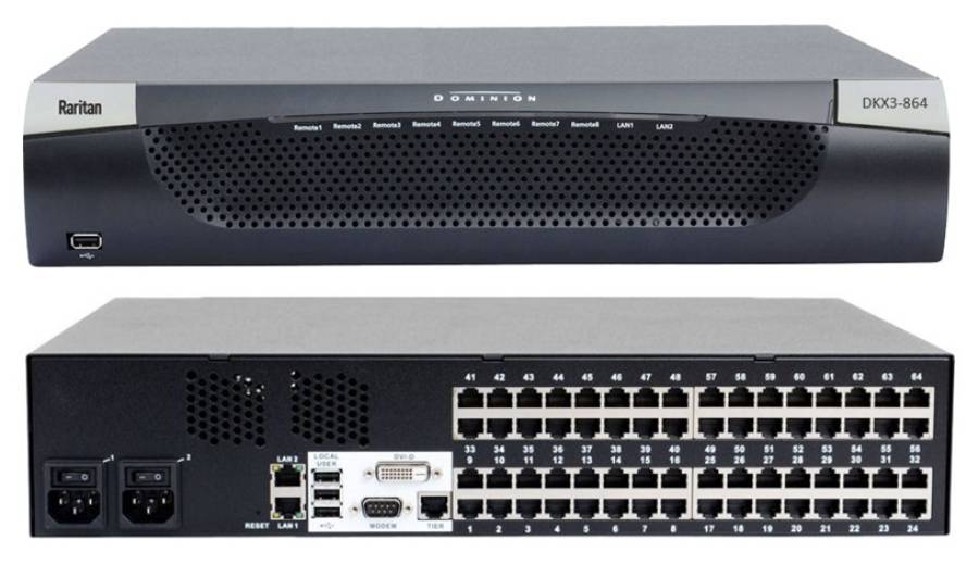 Raritan MILITARY-GRADE SECURITY 64-port KVM-over-IP switch, 8 remote users, 1 local user